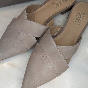 Taupe Pointy Toe Mules Tan Grey NITA